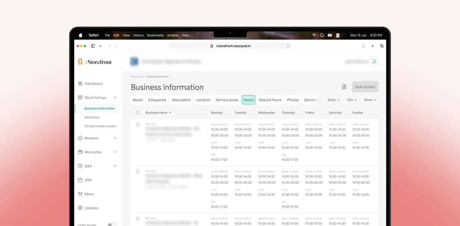 Store listings - Business information - Hours (Light theme)