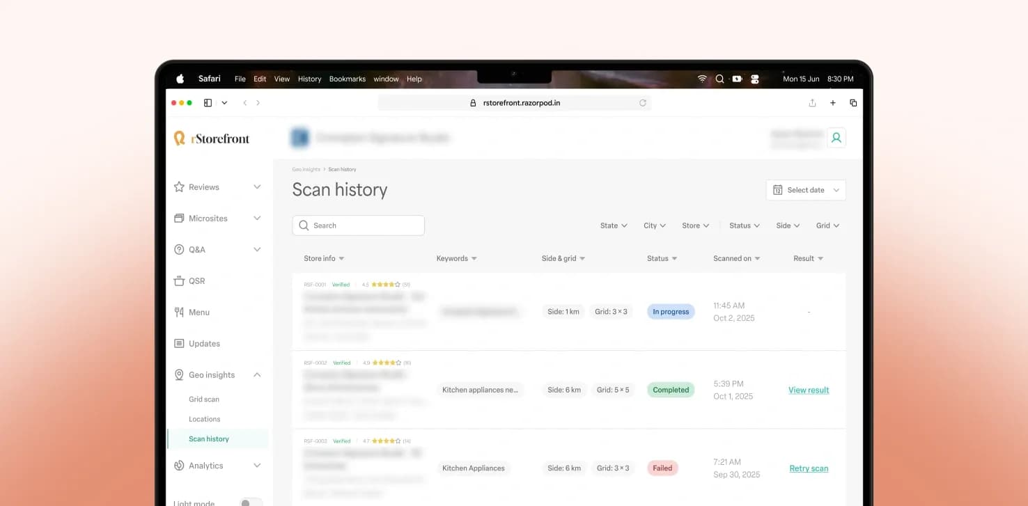 Geo insights - Grid scan (Light theme)